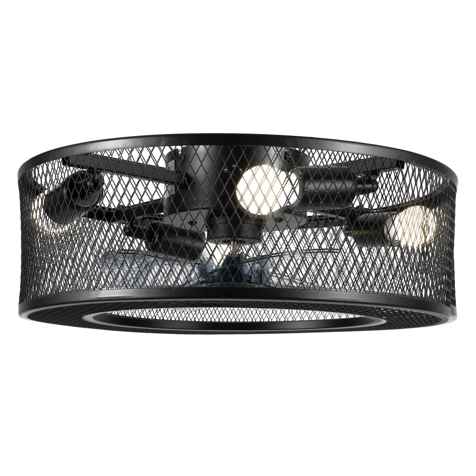 Ventilateur de plafond 18 pouces avec lumière et télécommande, noir, douille E27 x4