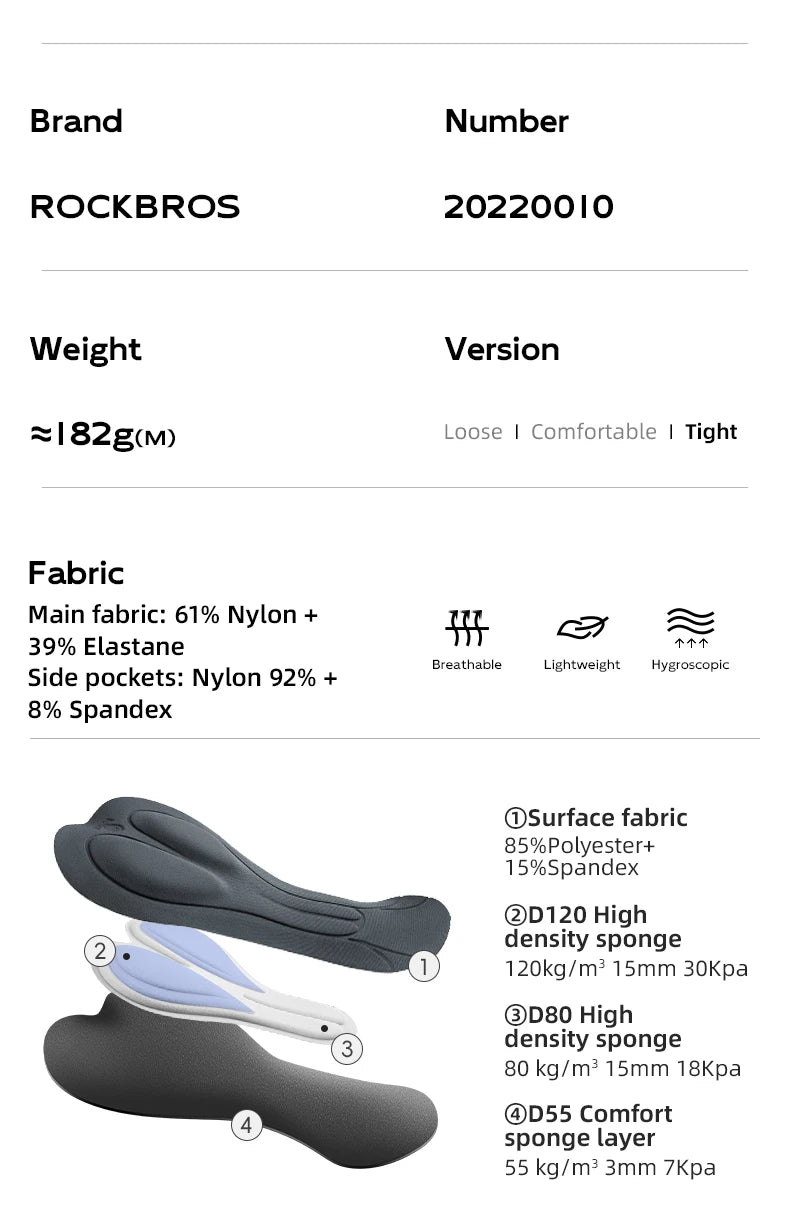Men’s Padded Cycling Shorts Quick-Dry Breathable Bike Tights