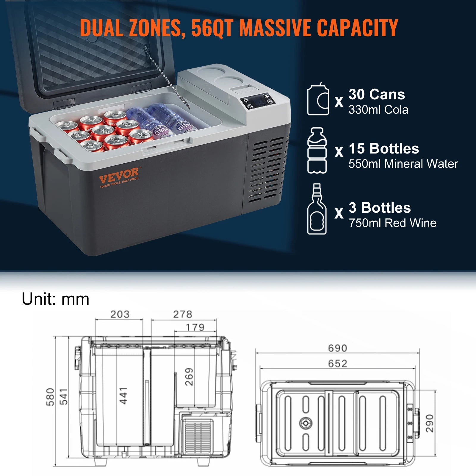 20L Portable Car Refrigerator Freezer 21Qt Mini Fridge for Travel