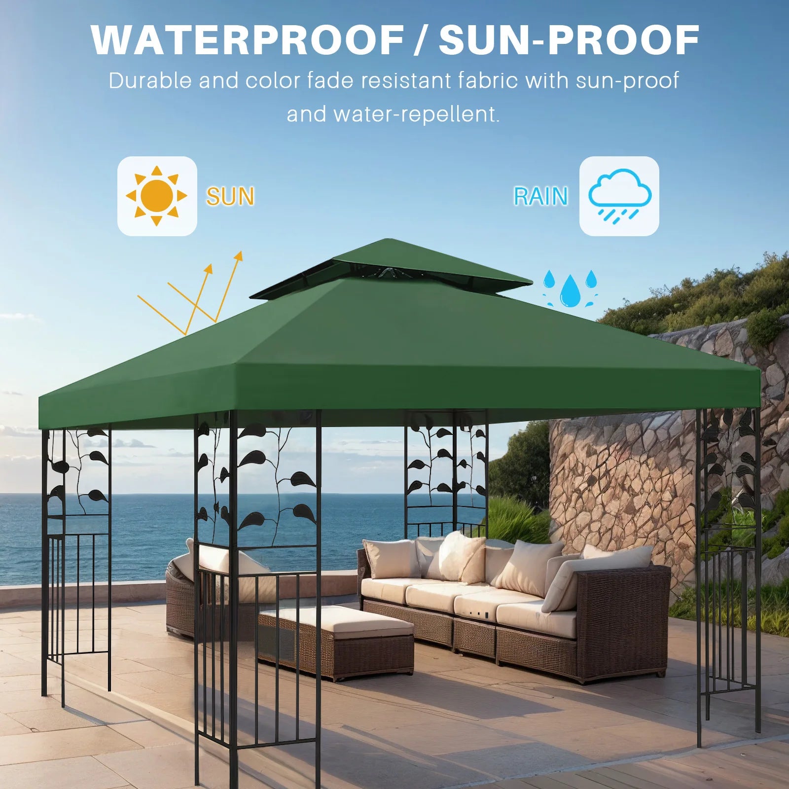 3x3m Çardak ve Veranda Gölgelik için Tente Üstü Yedeği