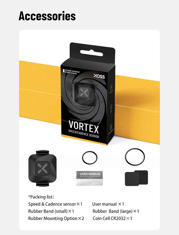 XOSS Vortex Speed Cadence Sensor for Bicycle Computer IPX7 Waterproof 300Hrs Battery Life Bluetooth ANT+ Bike Accessories MTB
