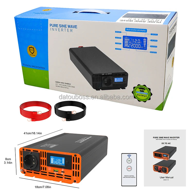 Inversor de corriente pura de onda sinusoidal de 1000W 12V/24V/48V a 120V/220V