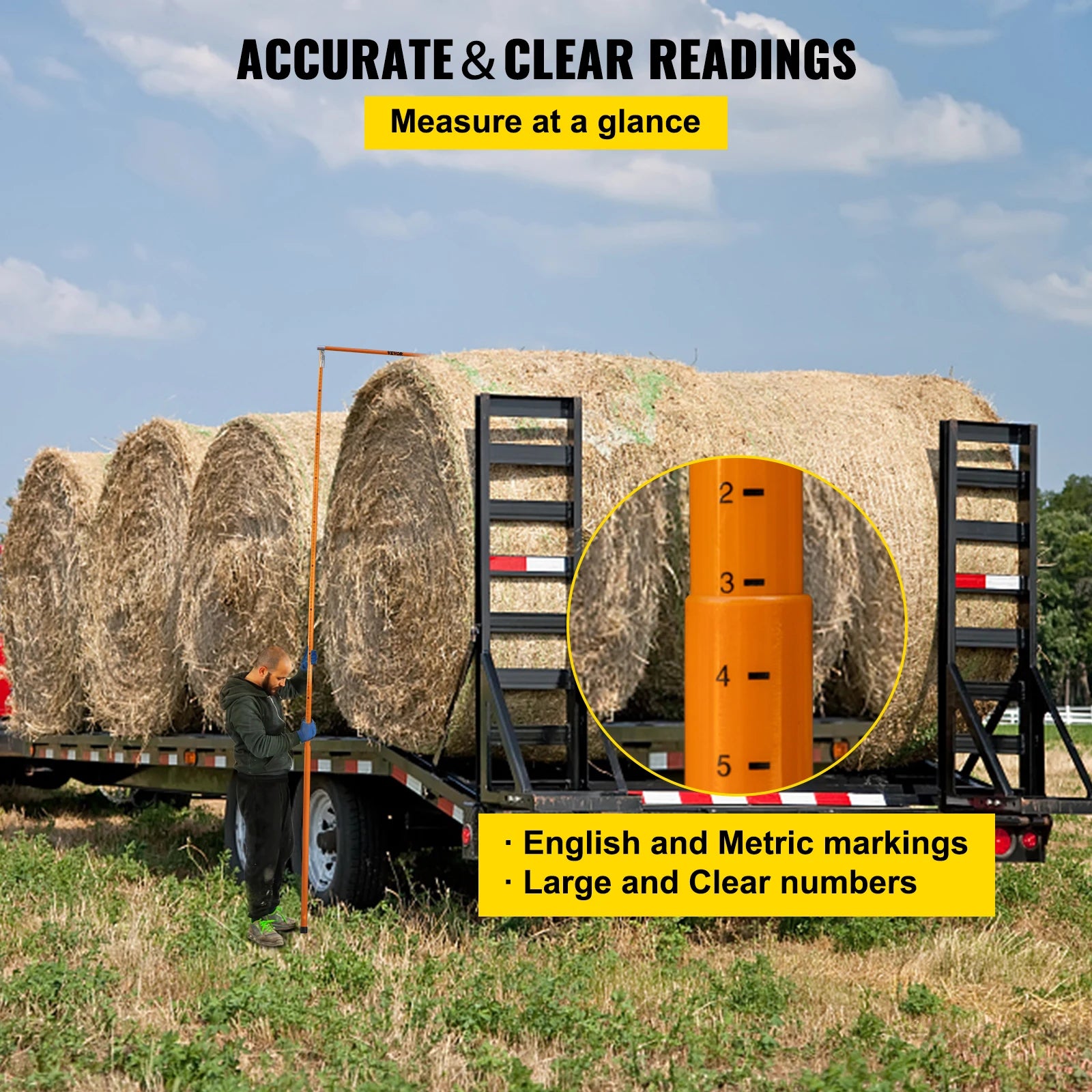 Truck Load Height Measuring Stick 15–20 ft Adjustable Fiberglass Pole