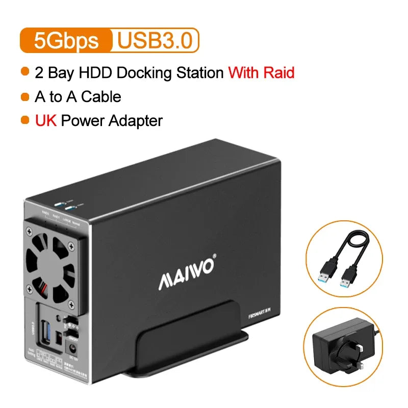 Dual-bay SATA-dockingstation voor HDD en SSD, USB 5Gbps