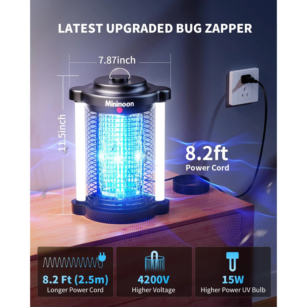 Électrocuteur d'insectes extérieur avec double lumière LED Piège à moustiques 4200V