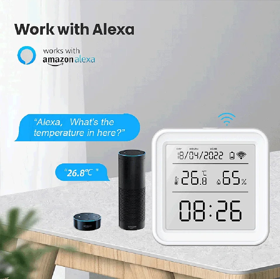 Tuya Zigbee WiFi Temperature Humidity Sensor Hygrometer Thermometer Detector Smart Life Remote Control Support Alexa Google Home