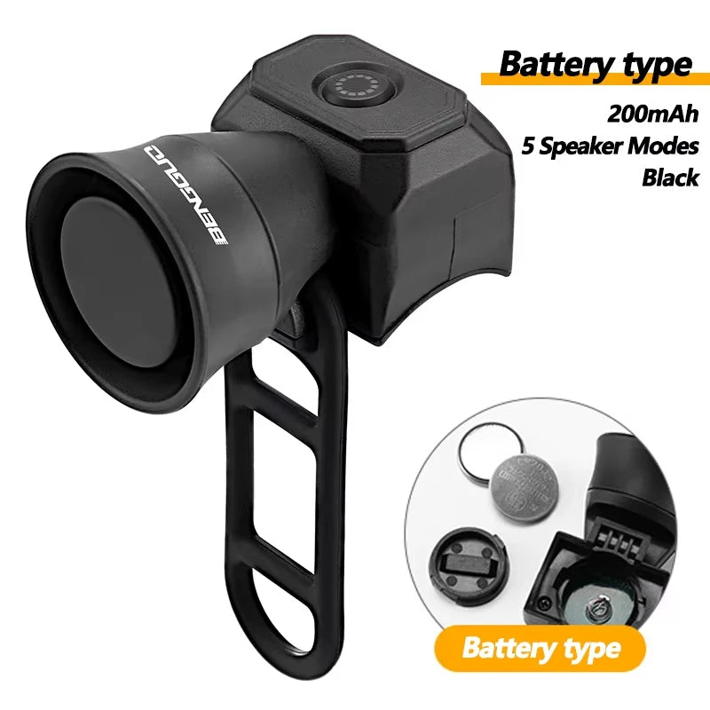 Bicycle Horn Mountain Bike Mini USB Charging Waterproof Electronic Bike Bell Riding Equipment Children's Scooter Accessories