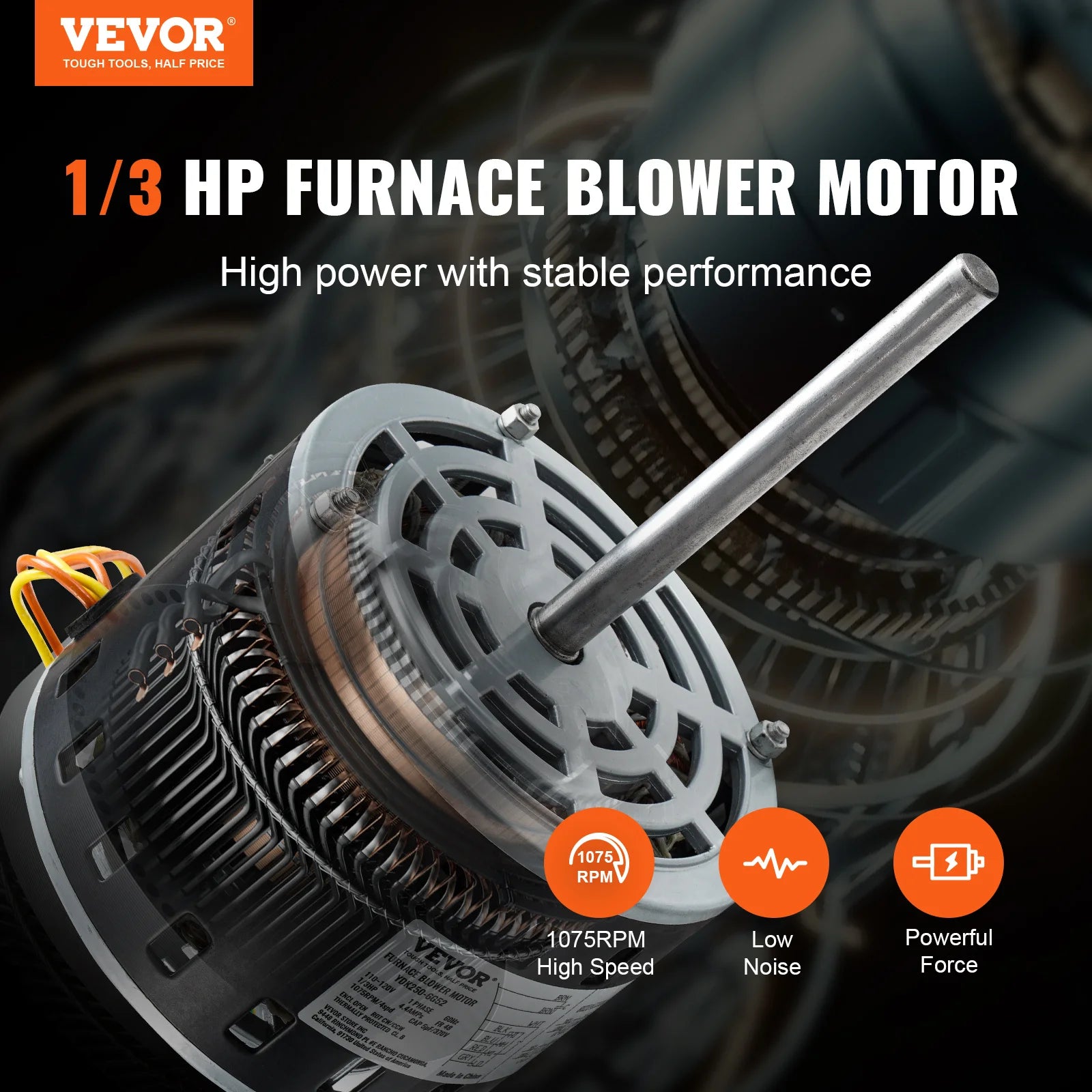 Motor ventilátoru topení 1/3 HP 1075 ot./min 4 rychlosti 48 rám Reverzibilní