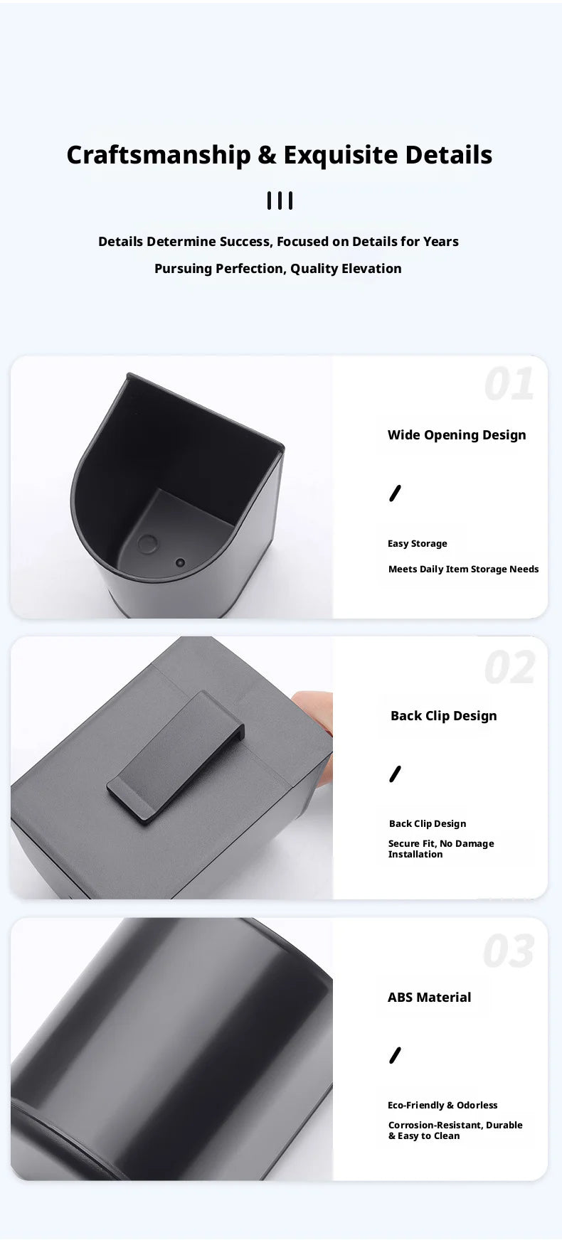SEAMETAL Universal Car Door Cup Holder Box Extra Large Opening Multi-Functional Back Clip Storage Bucket Waterproof & Leakproof