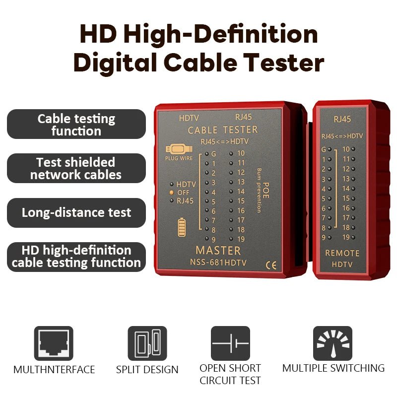 HDMI RJ45 and RJ11 Cable Tester