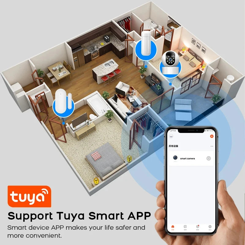 PGST 4G WiFi Home Burglar Anti Theft Security Alarm Complete Kit Works with Tuya Works with Smart Life Smart App Remote Control Wireless Sensor Combination Standby Power Backup Alarm System Apartment Villa Store Warehouse Eur