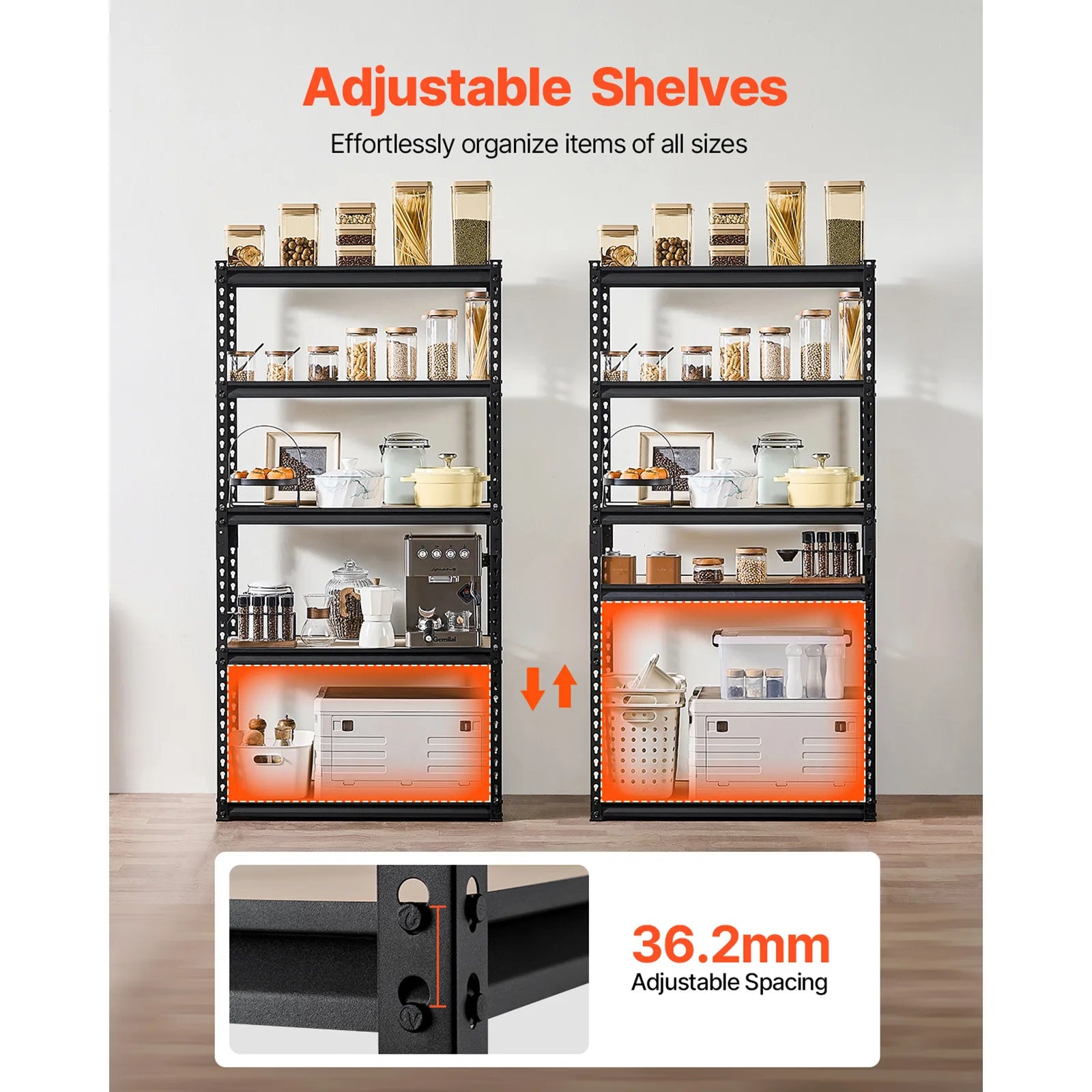 5-Tier Metal Garage Shelving Unit 2000 lbs Capacity Adjustable Rack