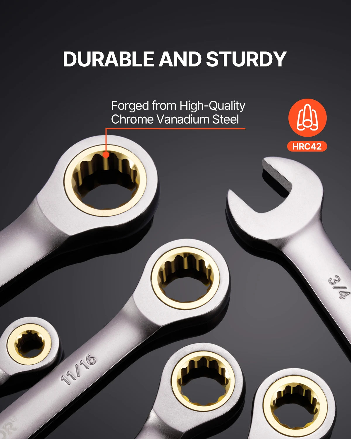 24-Piece Ratcheting Combination Wrench Set with Organizer Rack, SAE and Metric