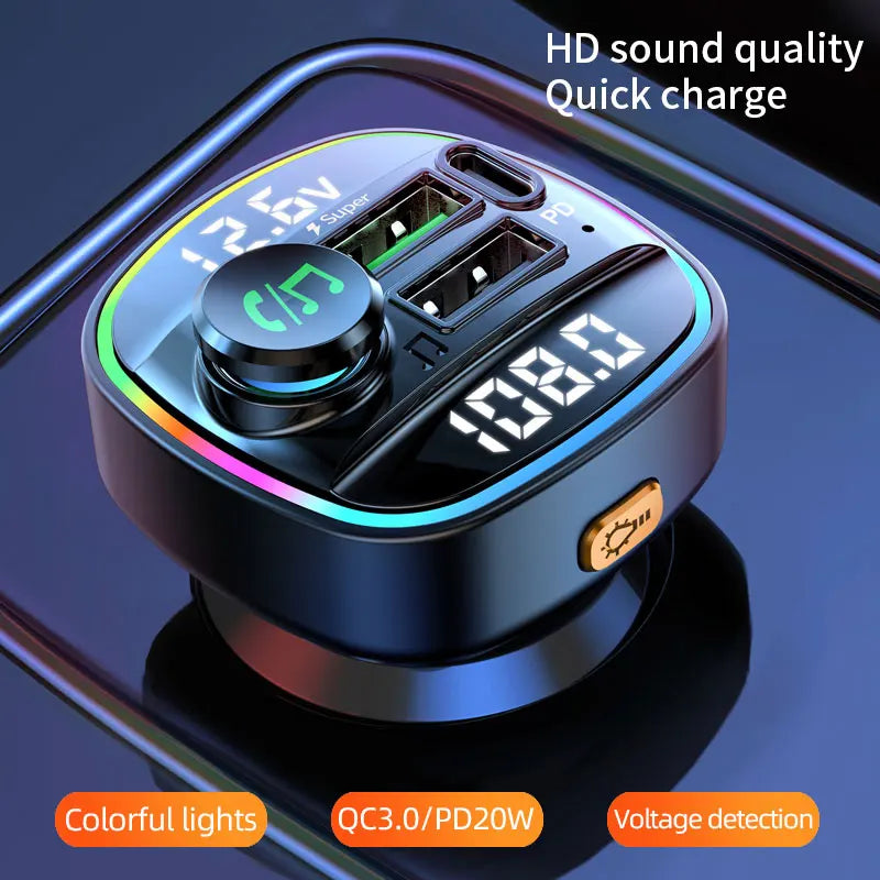 Bluetooth 5.0 FM vysielač Handsfree car radio modul MP3 prehrávač s 22.5W USB Superrýchlym nabíjaním adaptér do auta