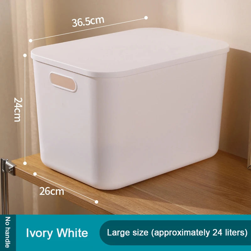 White Storage Boxes with Lids and Handles, Size Options