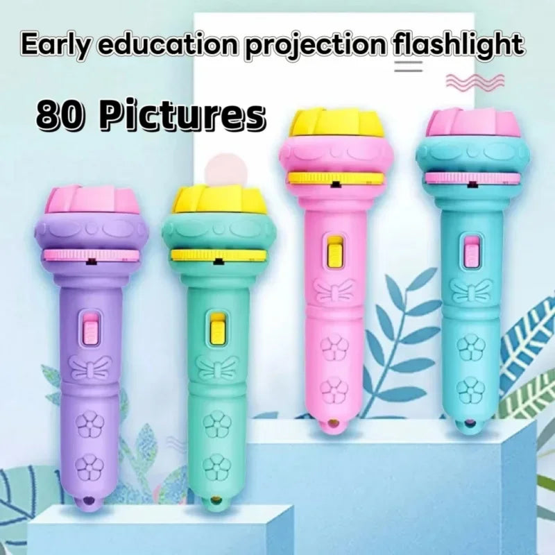 Kids Story Projector Toy - 10Pcs Image Cards, Bedtime Picture Flashlight for Wall Projection Play