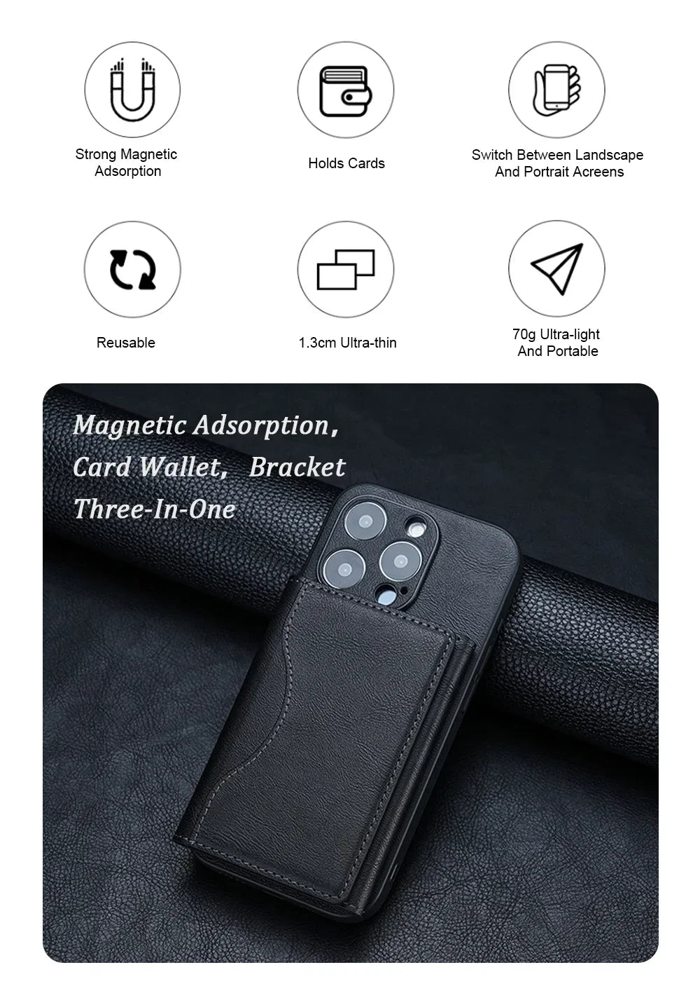 Powerful Magnetic Leather Wallet Magsafe for IPhone 16 15 Pro Max for IPhone 15 14 Pro Card Holder Phone Pouch Protective Case