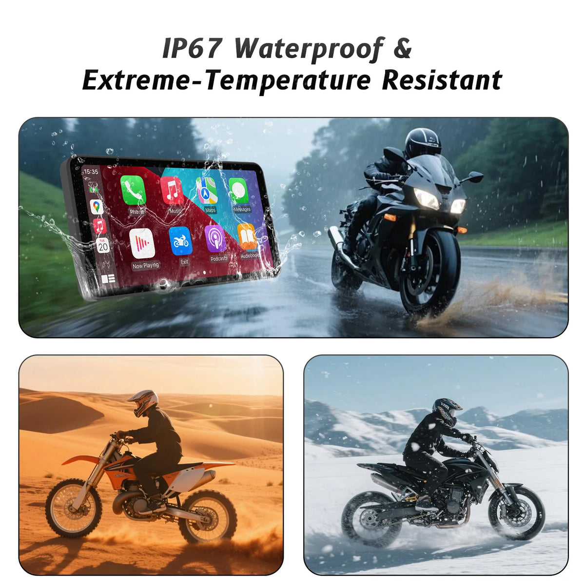 Six-Inch Motorcycle CarPlay and Android Auto Display