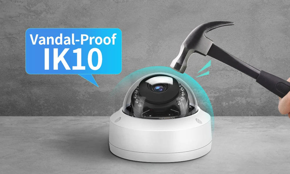8MP 4K PoE IP Dome Security Camera Outdoor IK10 IP66 ONVIF
