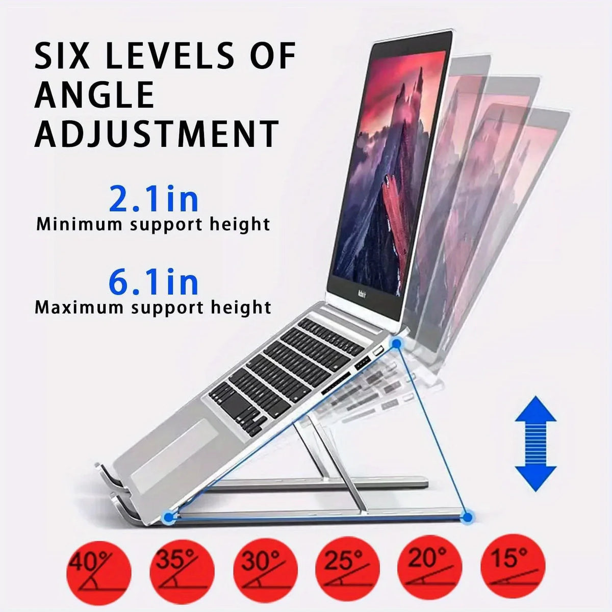 Adjustable Aluminum Laptop Stand for 8-16 Inch Laptops