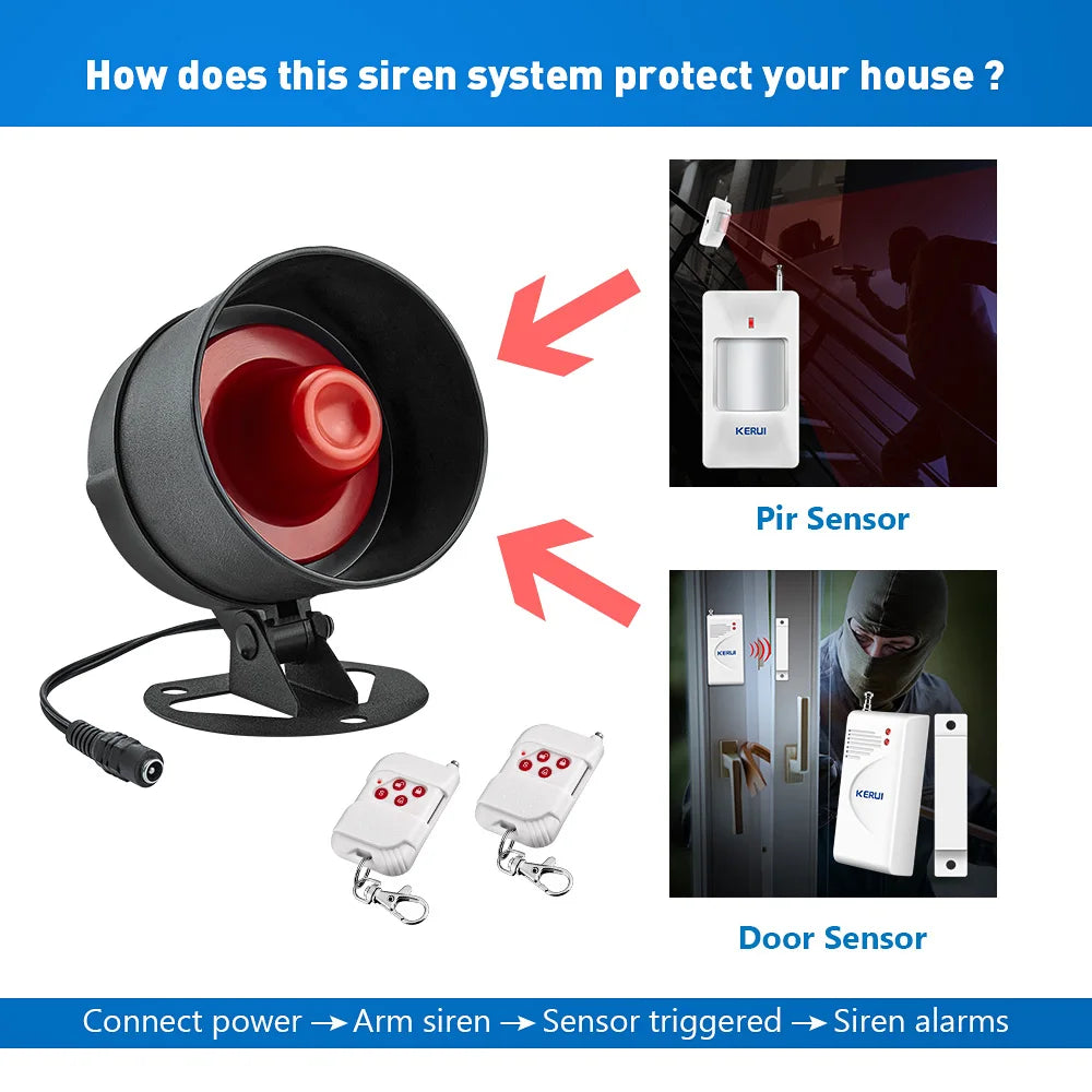 Wireless Home Security Alarm System Kit with Siren, Sensors and Remote