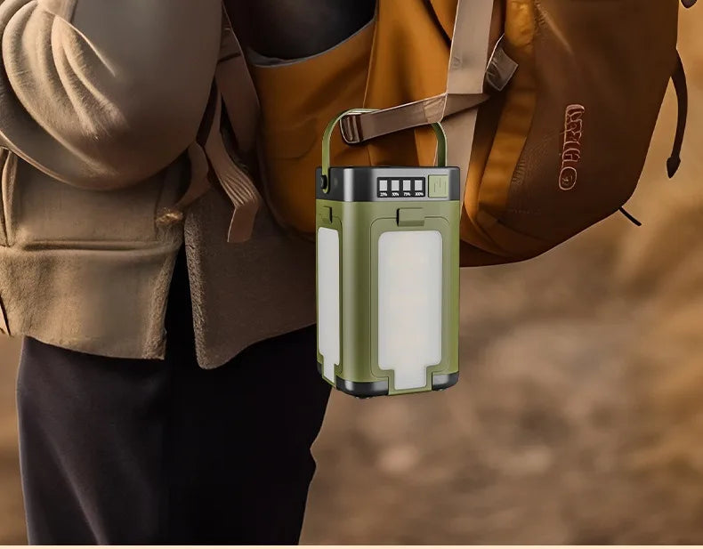 Lanternă pliabilă de camping cu 4 foi, solară, reîncărcabilă, lumină de urgență