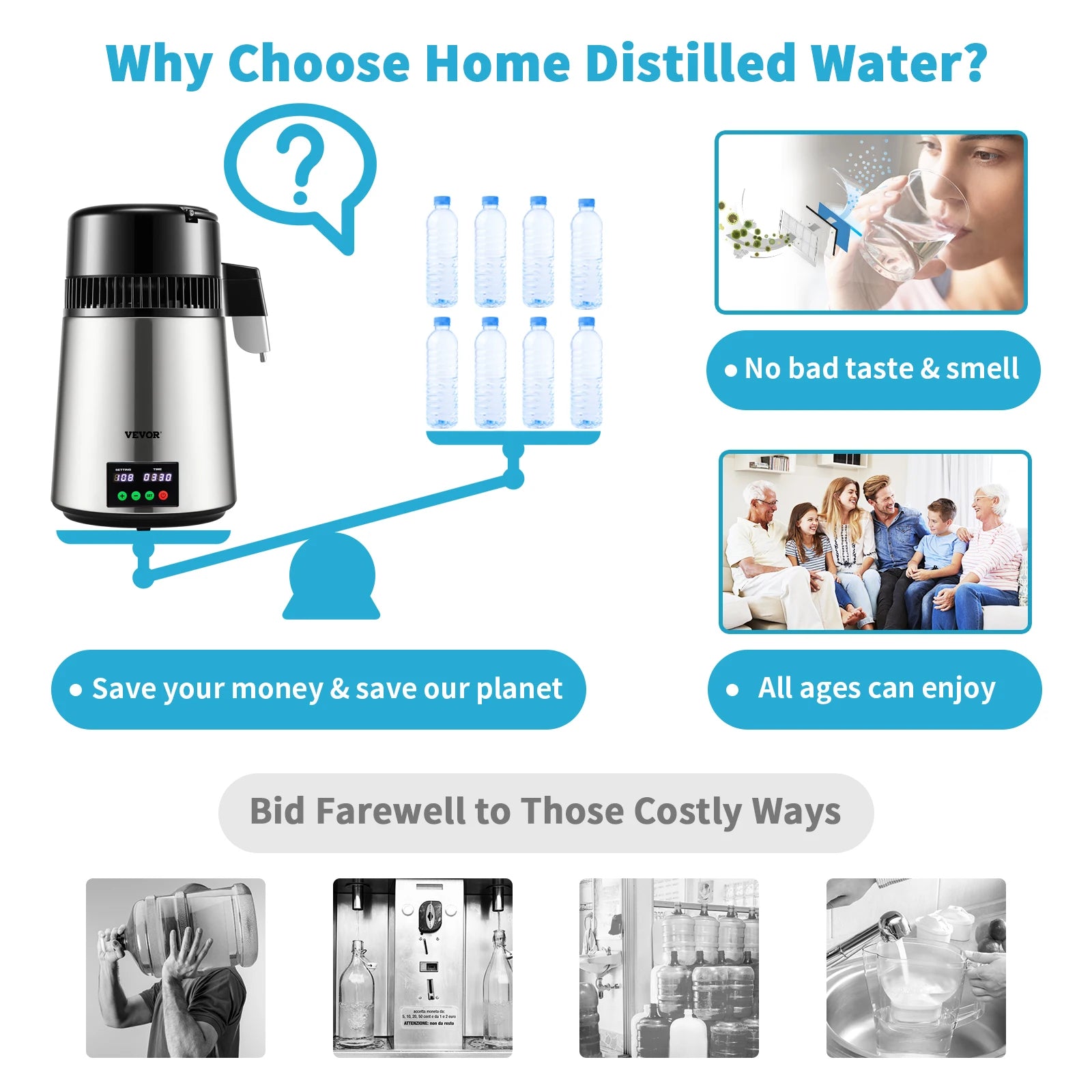 4L Countertop Water Distiller with 5-Stage Filtration & Touch Control