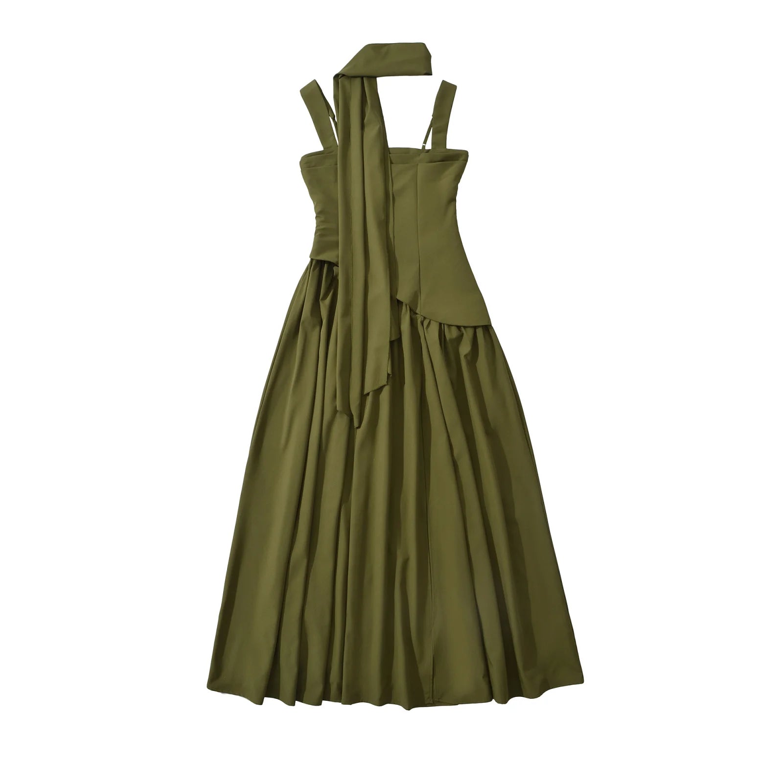 Sexy High Slit Midi Dress with Strapless A-Line Silhouette