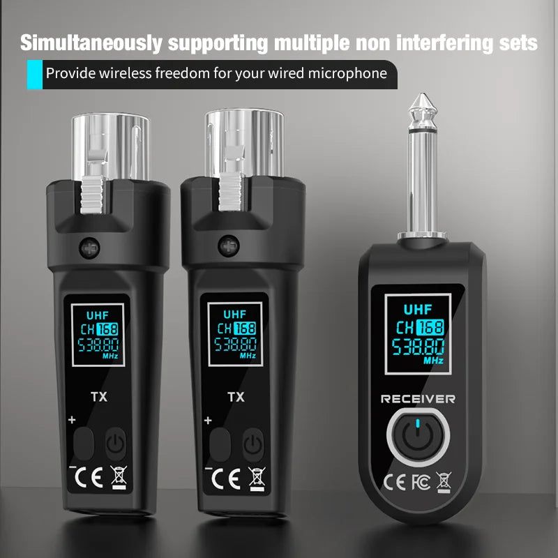 Trådløst UHF-XLR-link til dynamiske mikrofoner