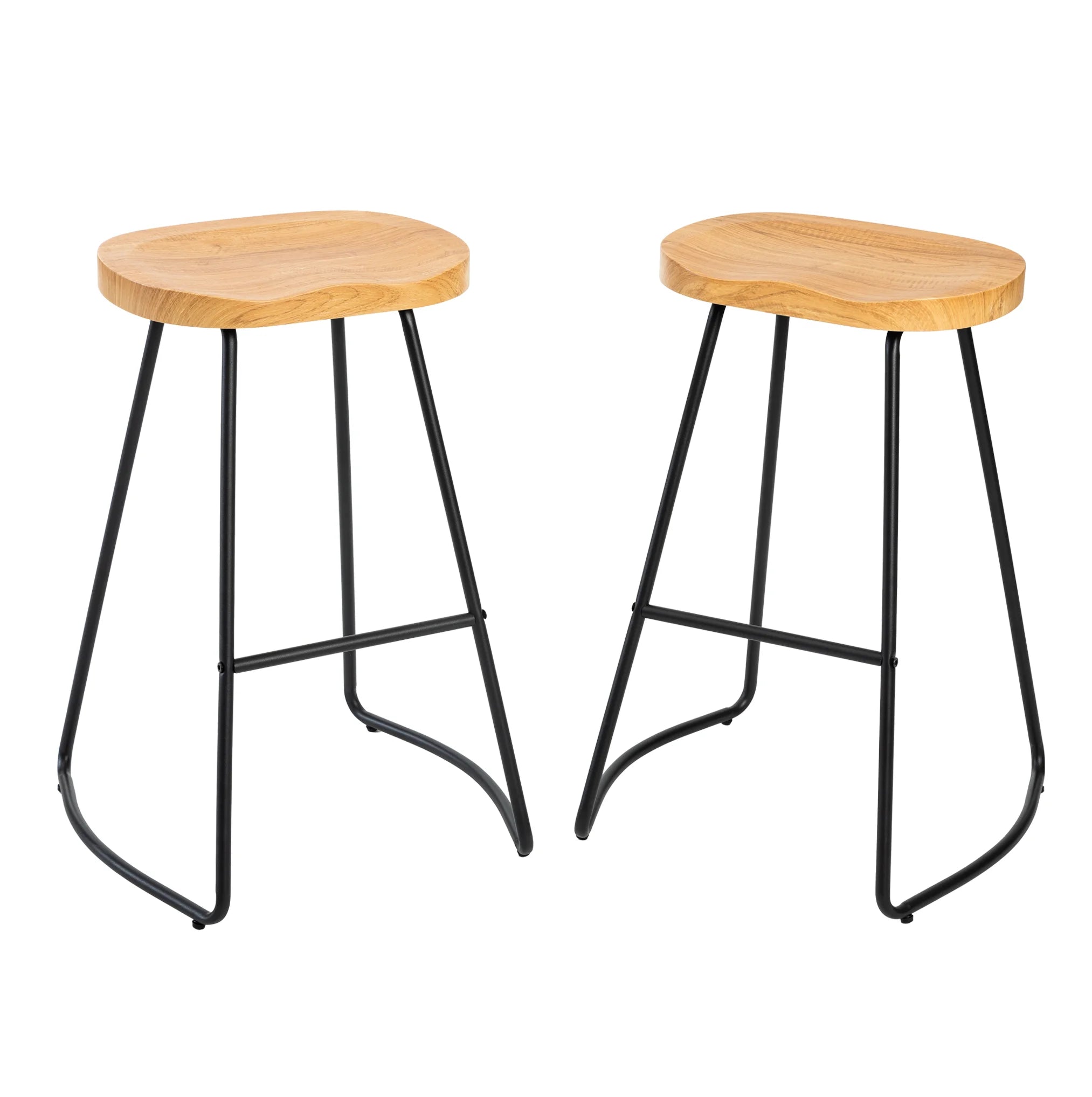 26 Inch Saddle Seat Counter Stool with Metal Legs for Kitchen Island