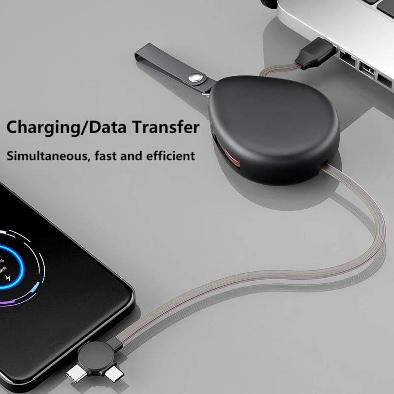 6 az 1-ben teleszkópos töltőkábel, 120 W, 6 A, USB-C