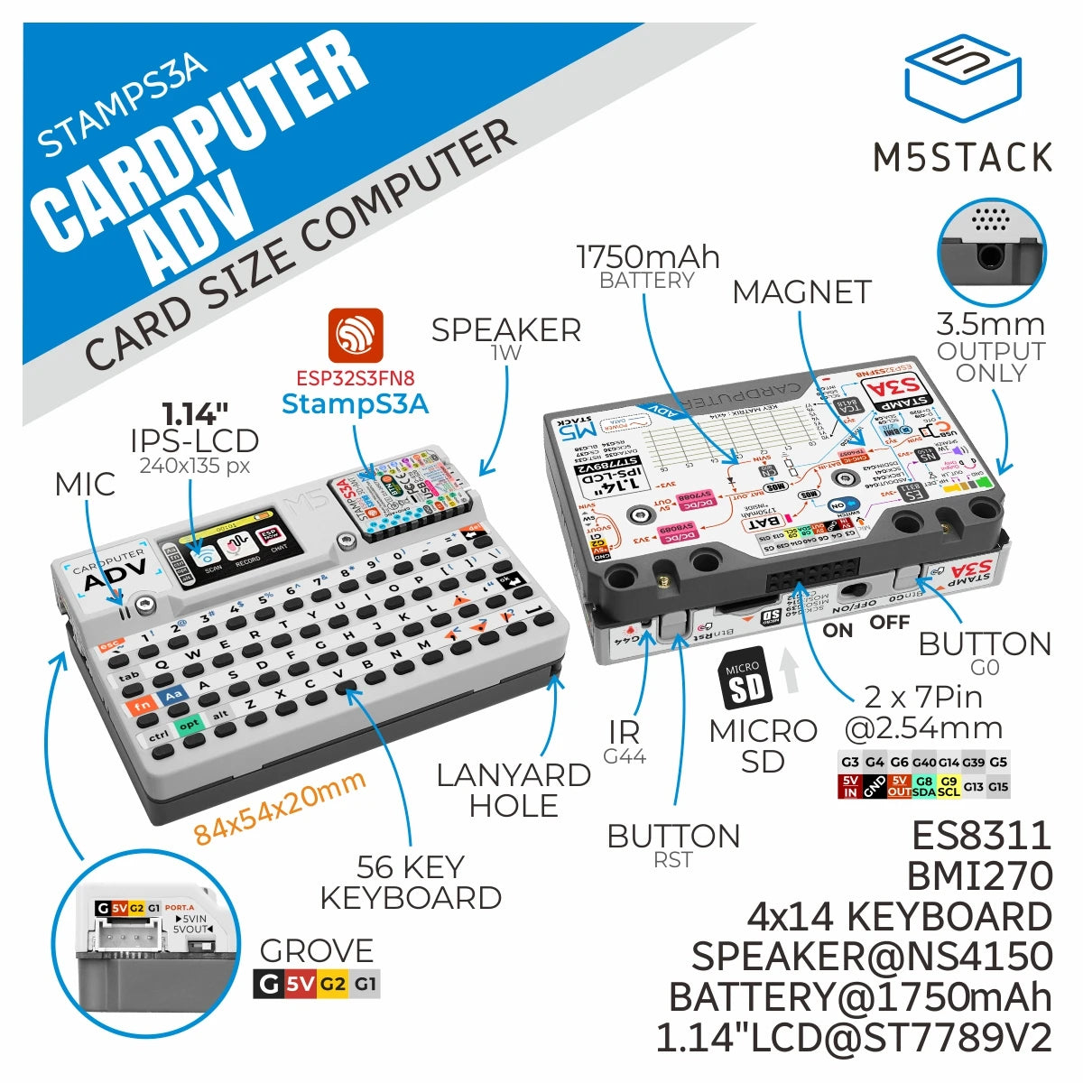 Cardputer Adv ESP32-S3 fejlesztőeszköz
