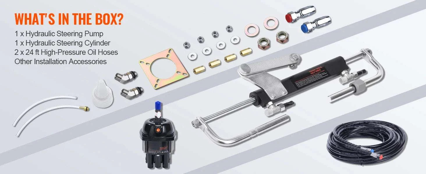 Kit de direction hydraulique hors-bord 90–300CV avec pompe et tuyaux de 24FT/26FT