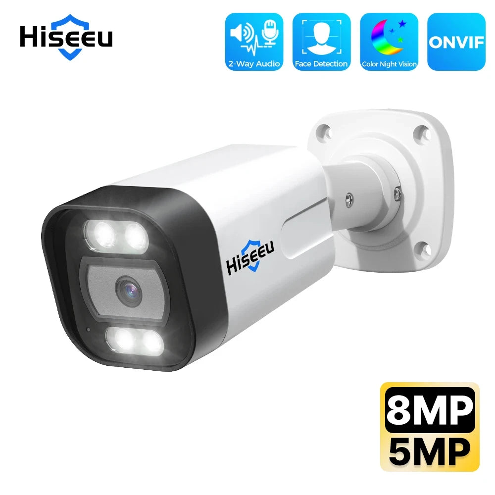 POE 5MP 8MP 4K IP Camera with Color Night Vision and Face Detection