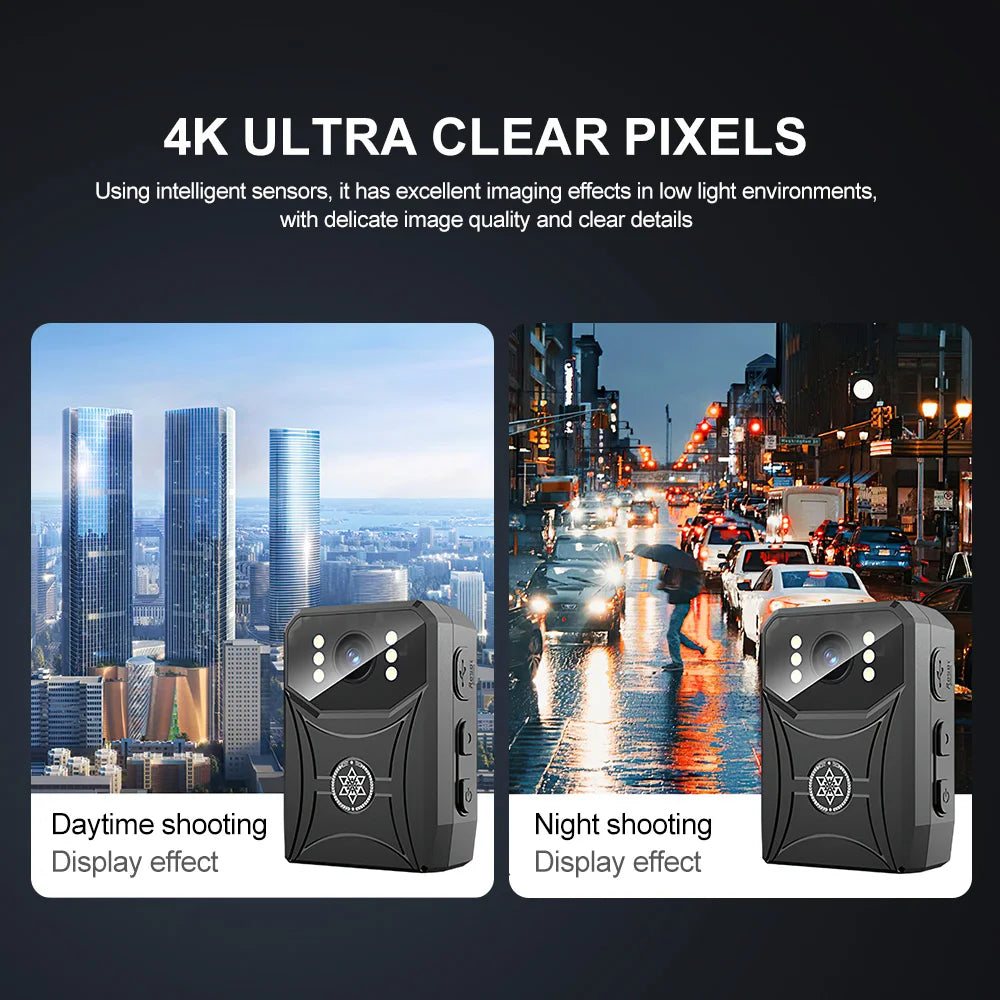 Mini 4K HD Cameras with WIFi 3000mAh Digtal Video Recorder with IPS Screen Night Vision Police Body Camera Portable Camcorder