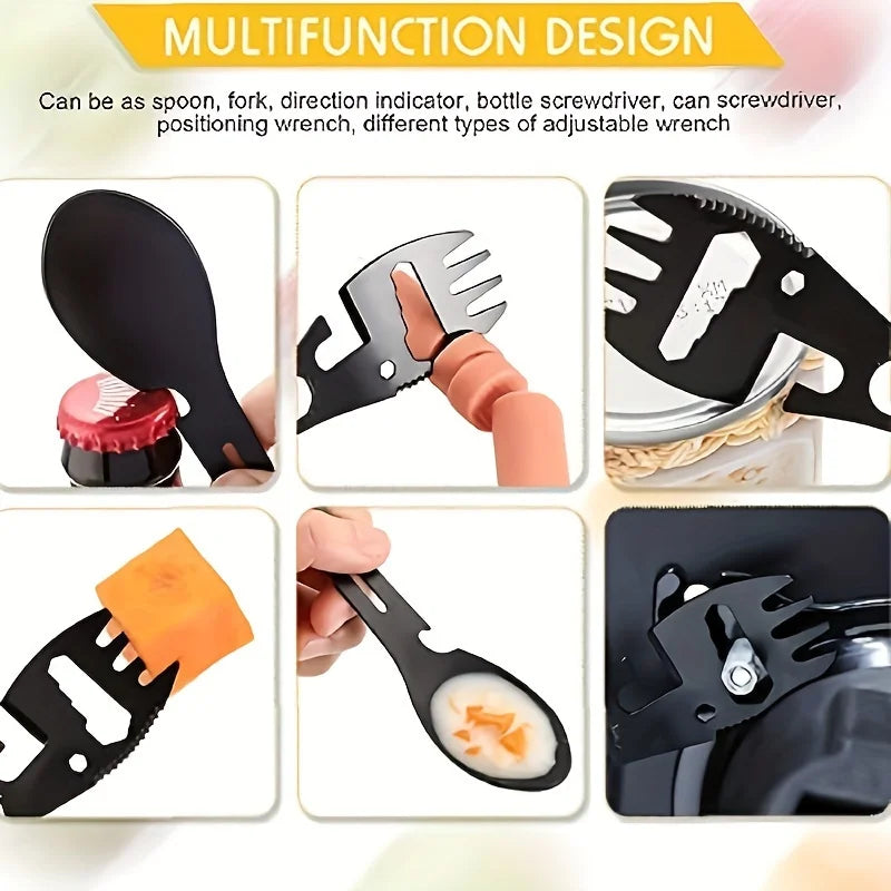 Multifunctional Whistle Knife Outdoor Camping Survival Spork Kitchen Multifunctional Wrench Bottle Opener Spoon.