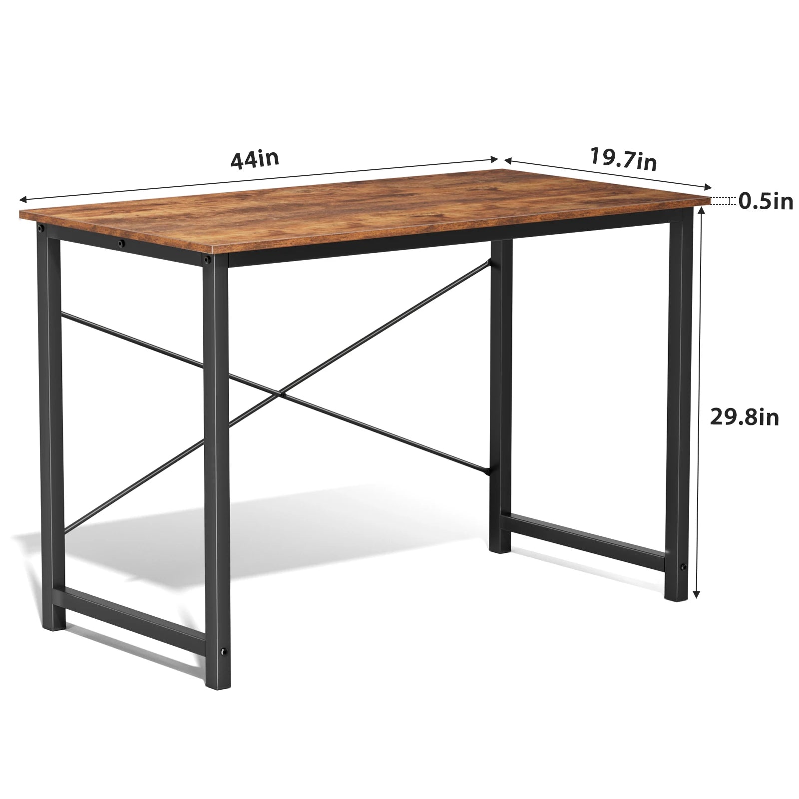 Modern Compact Computer Desk with Metal Frame & Wood Top