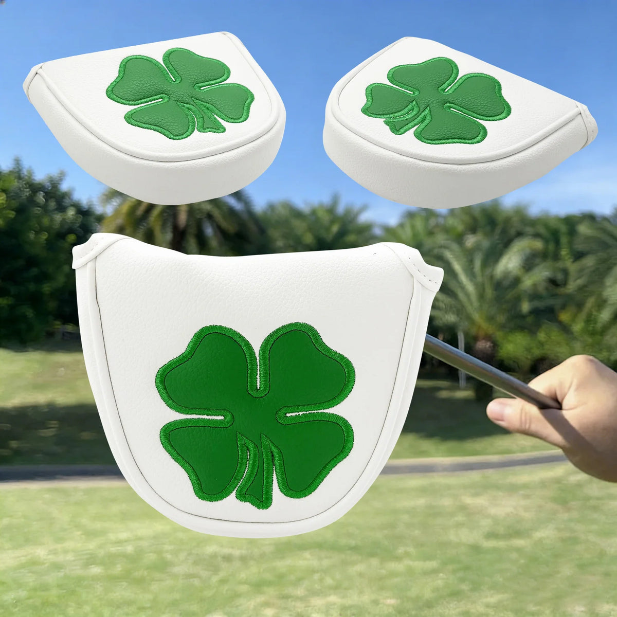 Schlägerhaube für Golf-Putter mit Kleemuster