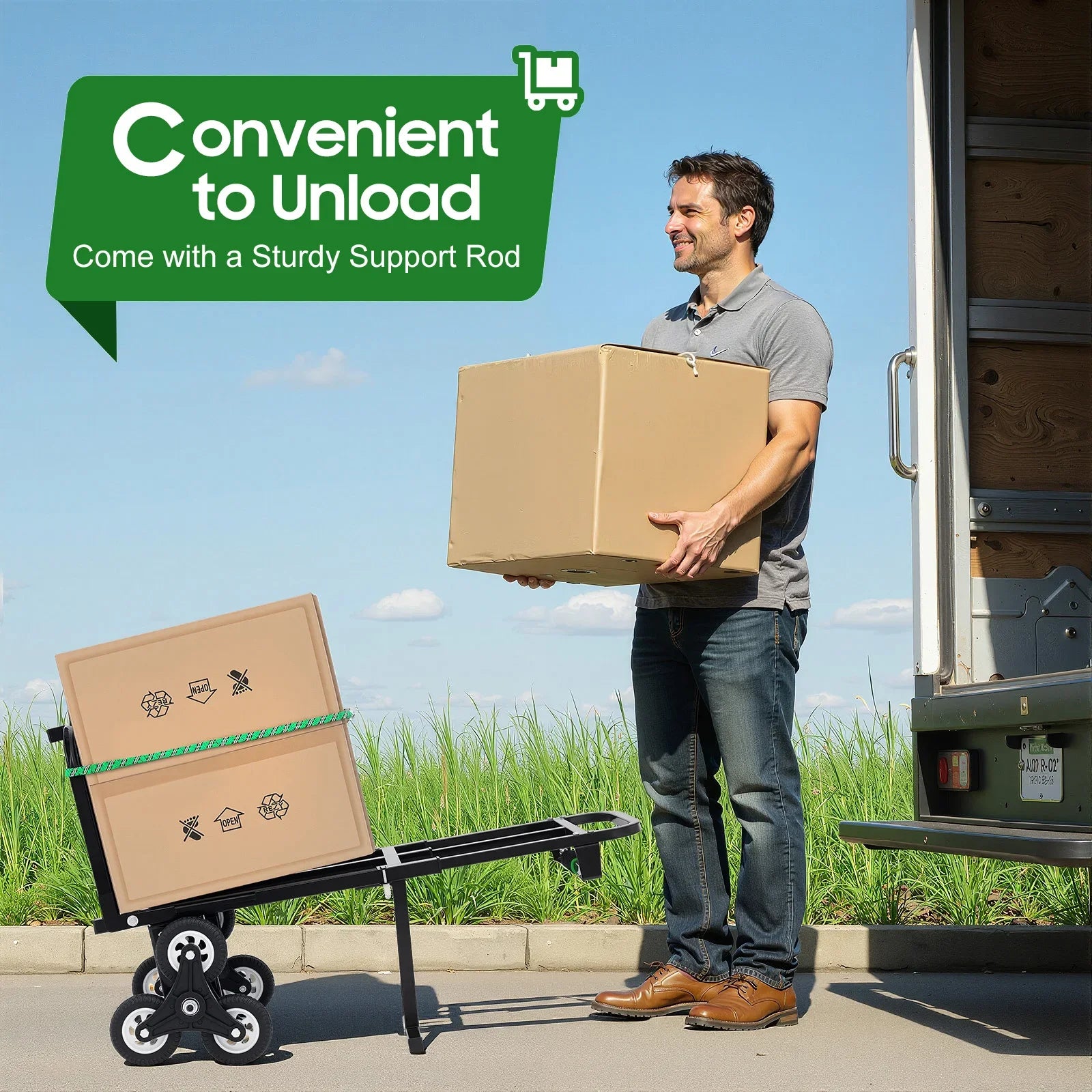 Stair Climbing Cart 460 lbs Folding Trolley with 6 Wheels