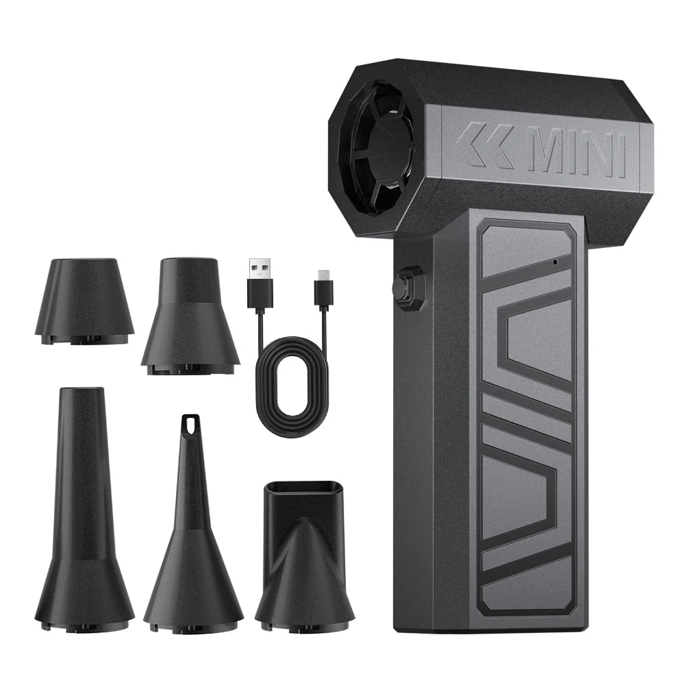 Type-C Charging Car Fan Cleaning Blower Tool 130000RPM Turbo Jet Fan 5 Outlet Nozzles Blowing Snow Electric Air Duster Portable