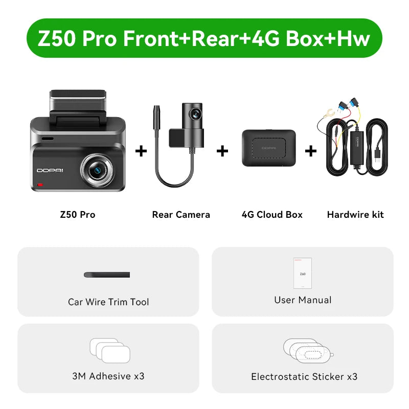4K Dash Cam with Front and Rear Camera, GPS, Night Vision, 5GHz Wi-Fi and 24H Parking Support