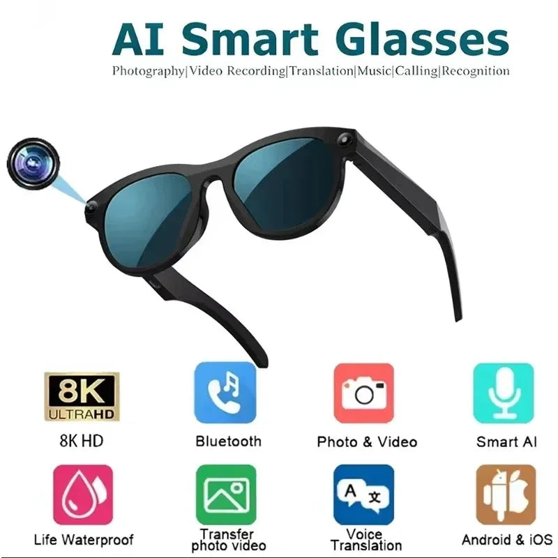 AI Smart Glasses with 8K Camera, Translation & Bluetooth Calls
