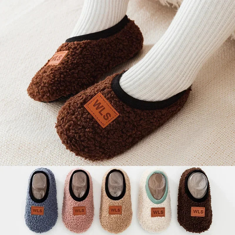Autumn Winter Baby Slippers with Plush Anti‑Slip Comfort
