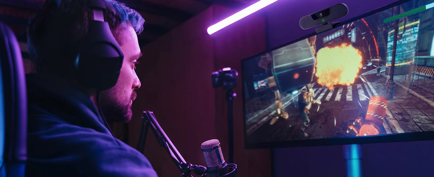 VIZOLINK 4K UHD webkamera 8MP webkamera 4 zajszűrő mikrofonnal automatikus fókusz USB webkamera PC-hez Zoom Teams Google Meet streaminghez