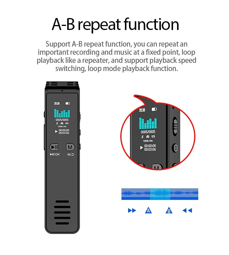 Voice Activated Recorder Bluetooth Digital Professional Sound Recording Device Audio Listening Dictaphone STTWUNAKE
