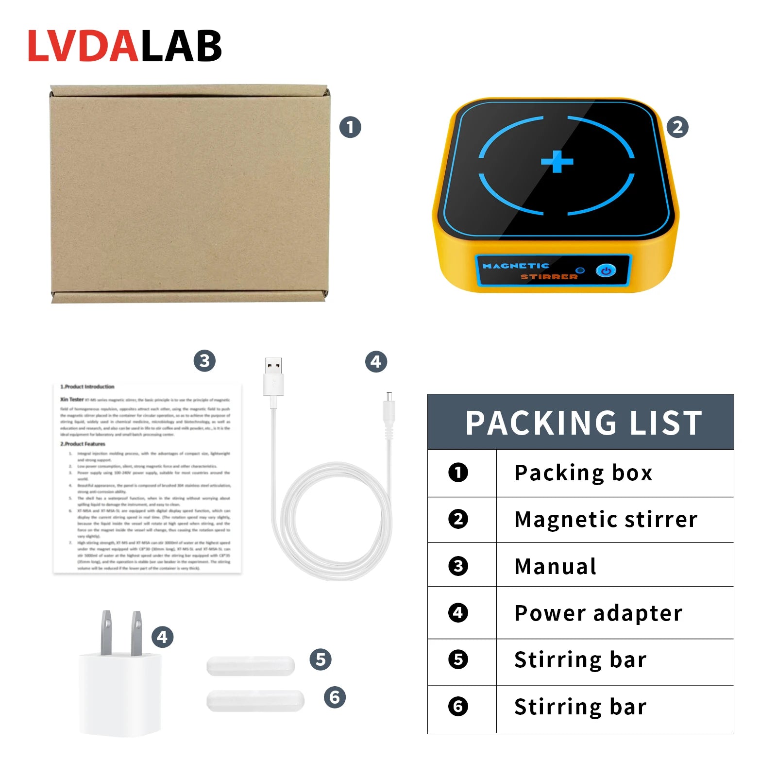 Rechargeable Mini Magnetic Stirrer 3000RPM 1200mAh Li-ion Battery With 2 Pcs Stir Bars Laboratory Magnetic Mixer