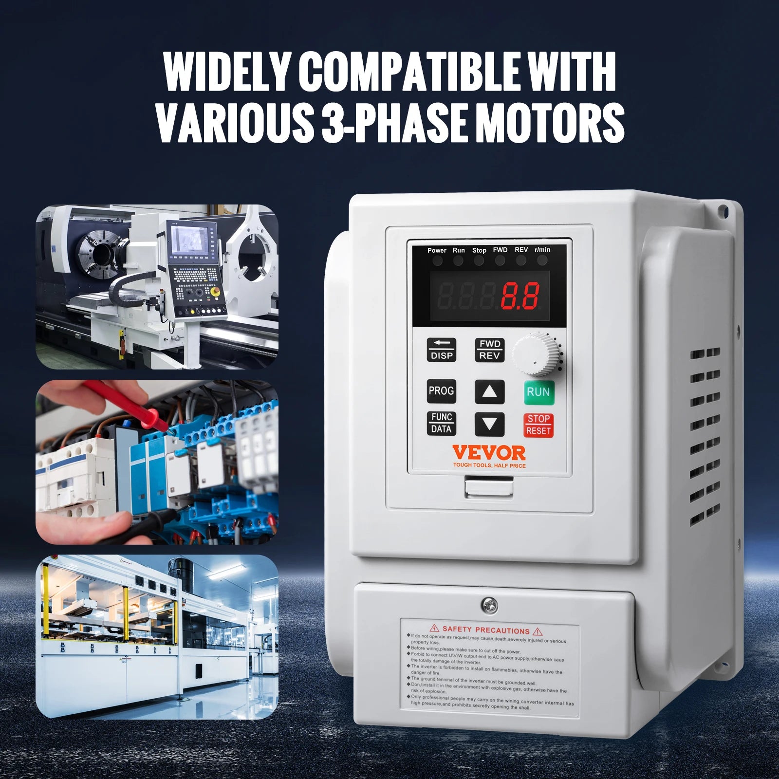 2.2KW VFD Inverter 220V 3 Phase Motor Speed Controller 10A
