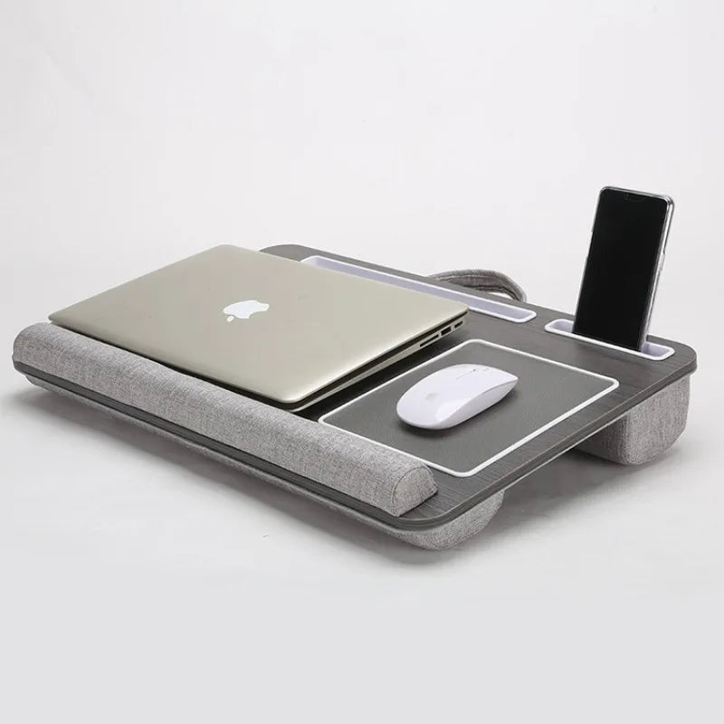 Bamboo Laptop Desk with Mouse Pad & Anti-Slip Grooves