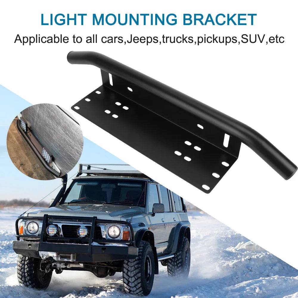 Aluminum Off Road LED Light Bar Frame Holder Front Bumper License Plate SUV Lamp Holder Universal Log Light Mount Bracket