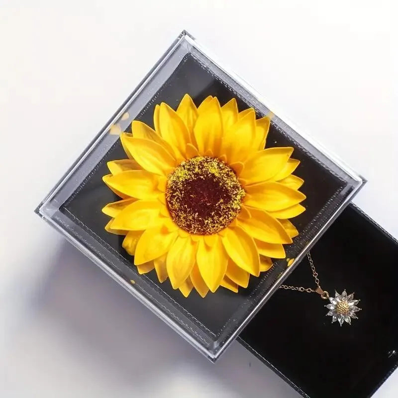 Timeless Affection Sunflower Necklace Gift Box Set - Perfect for Anniversaries, Mother's Day & More - Ideal Gift for Girlfriend